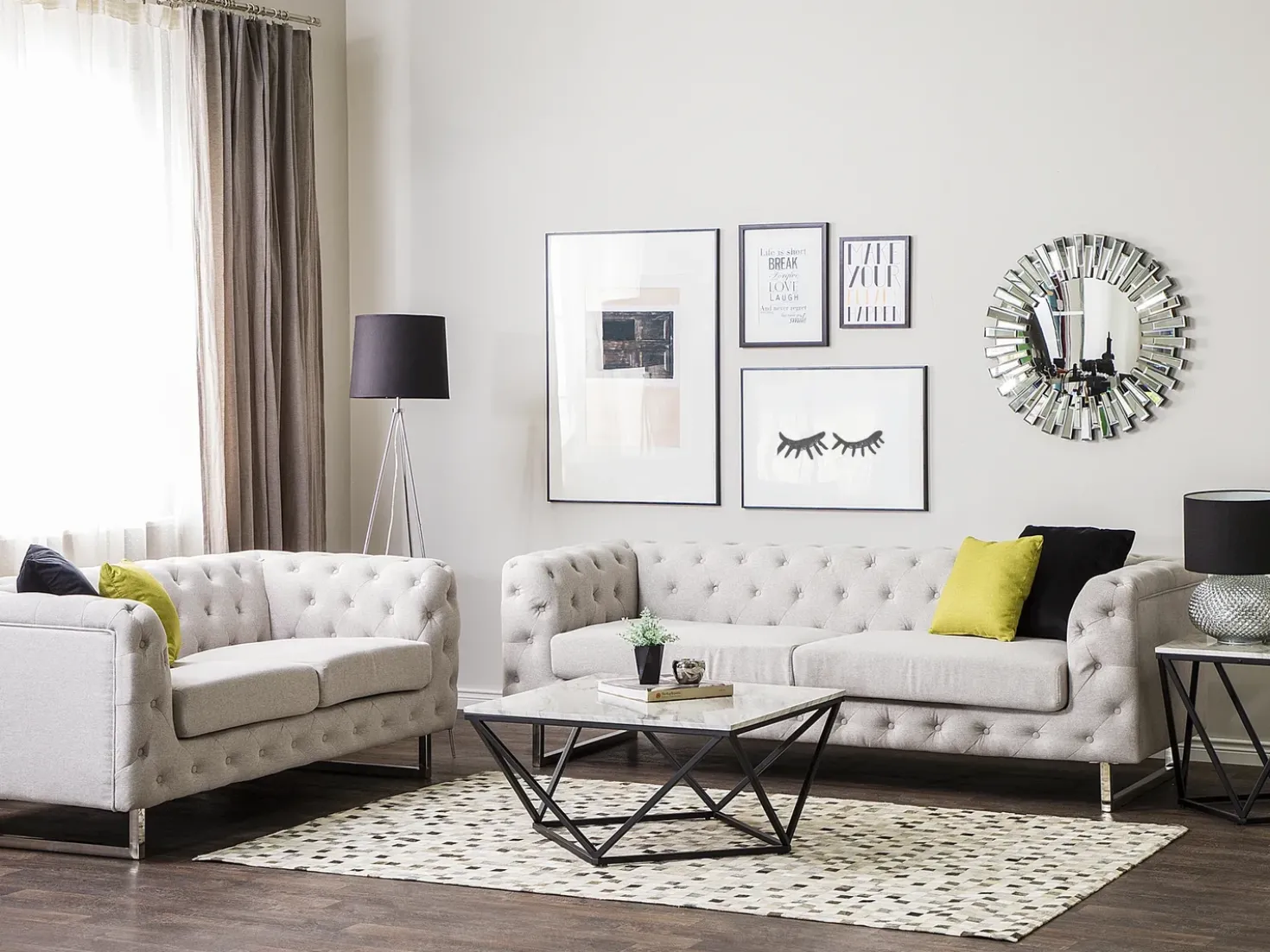 Set da salotto 5 posti VISSLAND Tessuto Beige chiaro