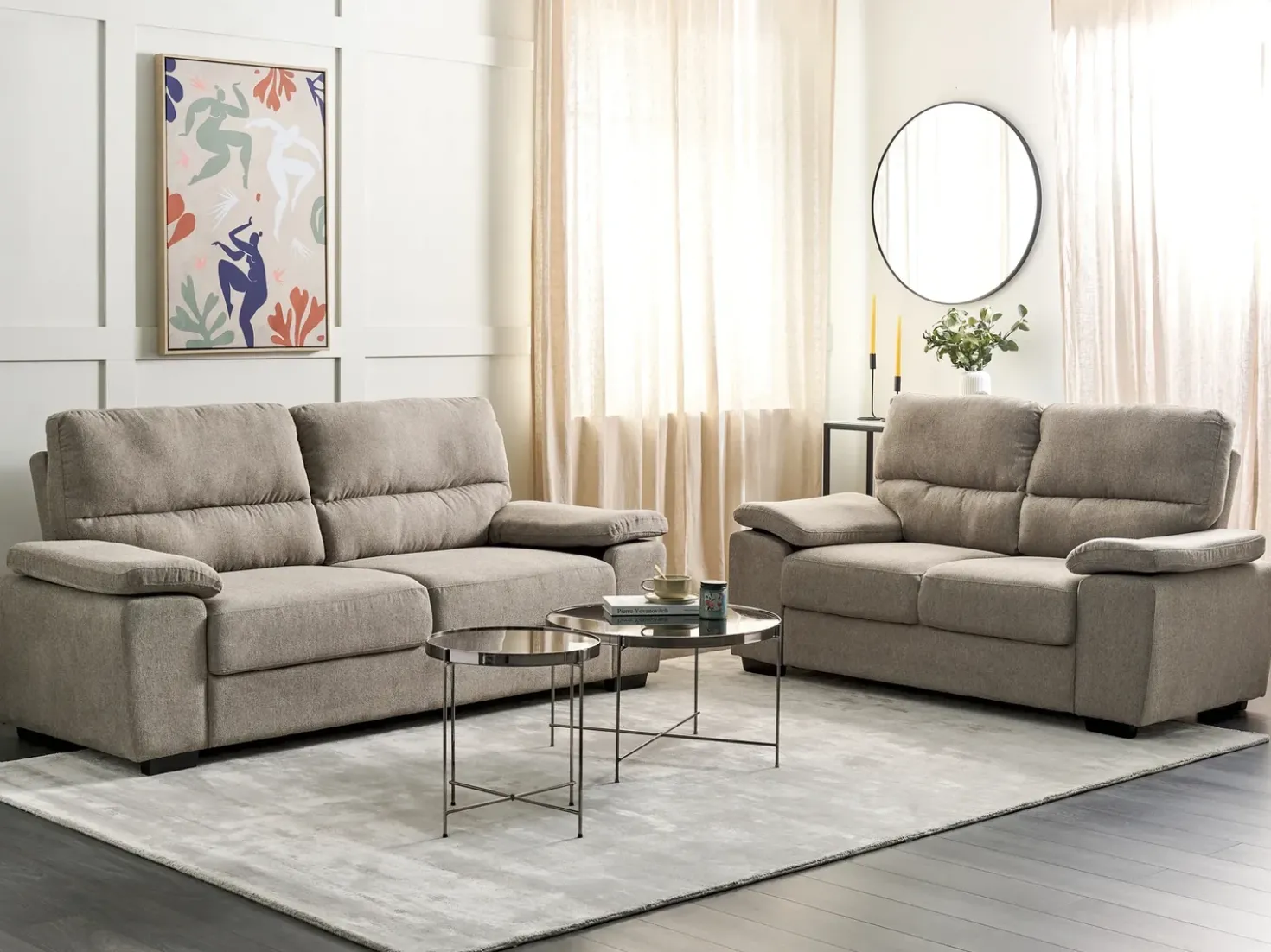 Set da salotto 5 posti VOGAR Tessuto Marrone chiaro