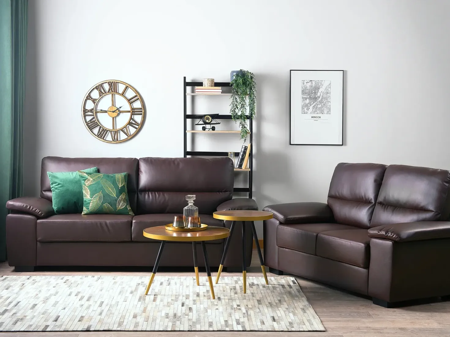 Set da salotto 5 posti VOGAR Pelle sintetica Marrone scuro
