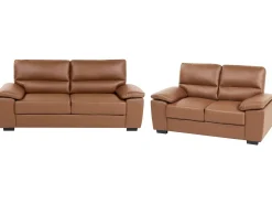 Set da salotto 5 posti VOGAR Pelle sintetica Marrone dorato
