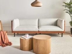 Set da salotto 5 posti VORGOD Tessuto Bianco sporco