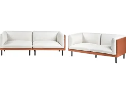 Set da salotto 5 posti VORGOD Tessuto Bianco sporco