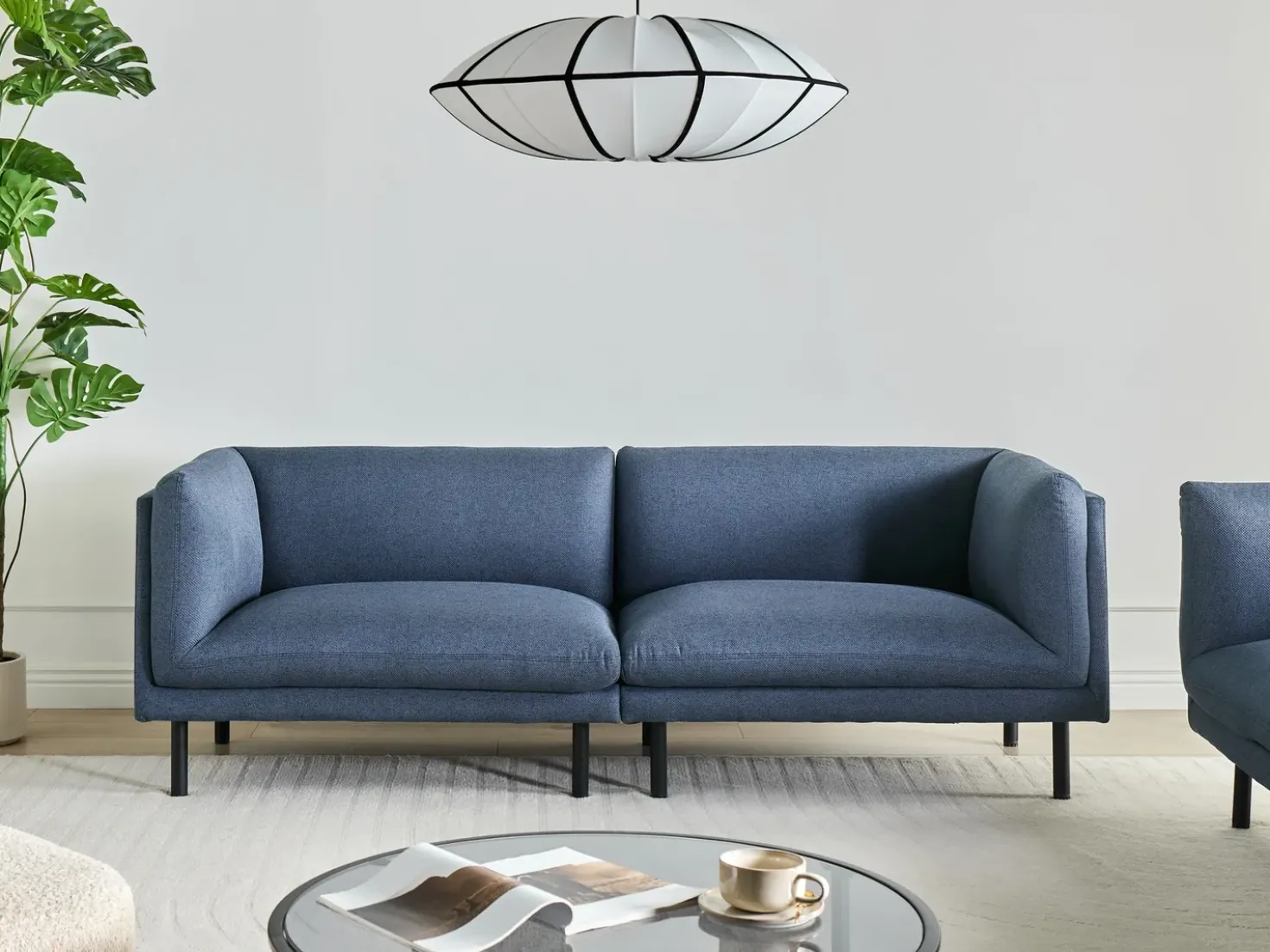 Set da salotto 5 posti VORGOD Tessuto Blu scuro