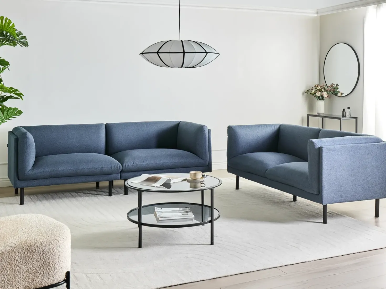 Set da salotto 5 posti VORGOD Tessuto Blu scuro