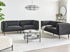 Set da salotto 5 posti VORGOD Tessuto Nero
