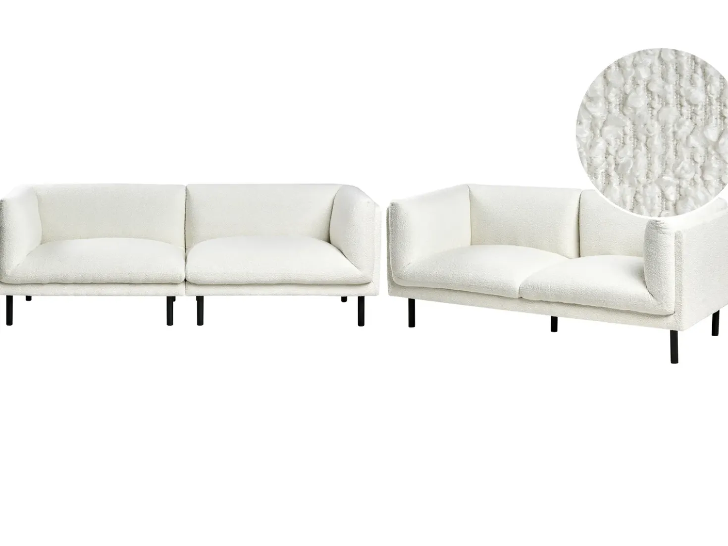 Set da salotto 5 posti VORGOD Bouclé Bianco sporco