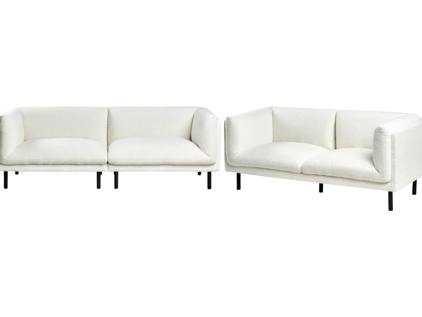 Set da salotto 5 posti VORGOD Bouclé Bianco sporco