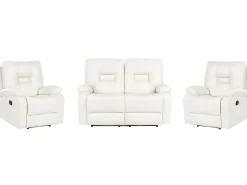 Set da salotto con poltrona reclinabile manuale 4 posti BERGEN Pelle sintetica Bianco