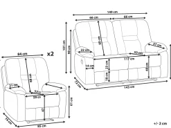 Set da salotto con poltrona reclinabile manuale 4 posti BERGEN Pelle sintetica Bianco
