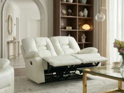 Set da salotto con poltrona reclinabile manuale 4 posti BERGEN Pelle sintetica Bianco