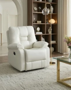 Set da salotto con poltrona reclinabile manuale 4 posti BERGEN Pelle sintetica Bianco