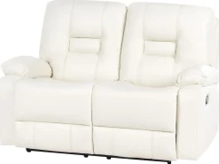 Set da salotto con poltrona reclinabile manuale 4 posti BERGEN Pelle sintetica Bianco