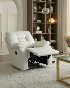 Set da salotto con poltrona reclinabile manuale 4 posti BERGEN Pelle sintetica Bianco