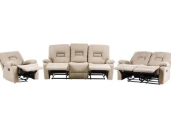 Set da salotto con poltrona reclinabile manuale 6 posti BERGEN Tessuto Beige