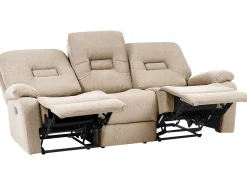 Set da salotto con poltrona reclinabile manuale 6 posti BERGEN Tessuto Beige