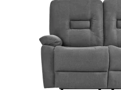 Set da salotto con poltrona reclinabile manuale 4 posti BERGEN Tessuto Grigio grafite