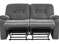 Set da salotto con poltrona reclinabile manuale 4 posti BERGEN Tessuto Grigio grafite