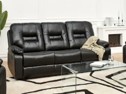 Set da salotto con poltrona reclinabile manuale 6 posti BERGEN Pelle sintetica Nero