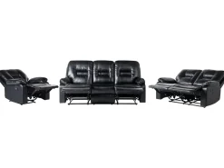 Set da salotto con poltrona reclinabile manuale 6 posti BERGEN Pelle sintetica Nero