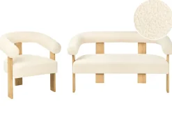 Set da salotto ILBRO Bouclé Bianco sporco/Marrone chiaro