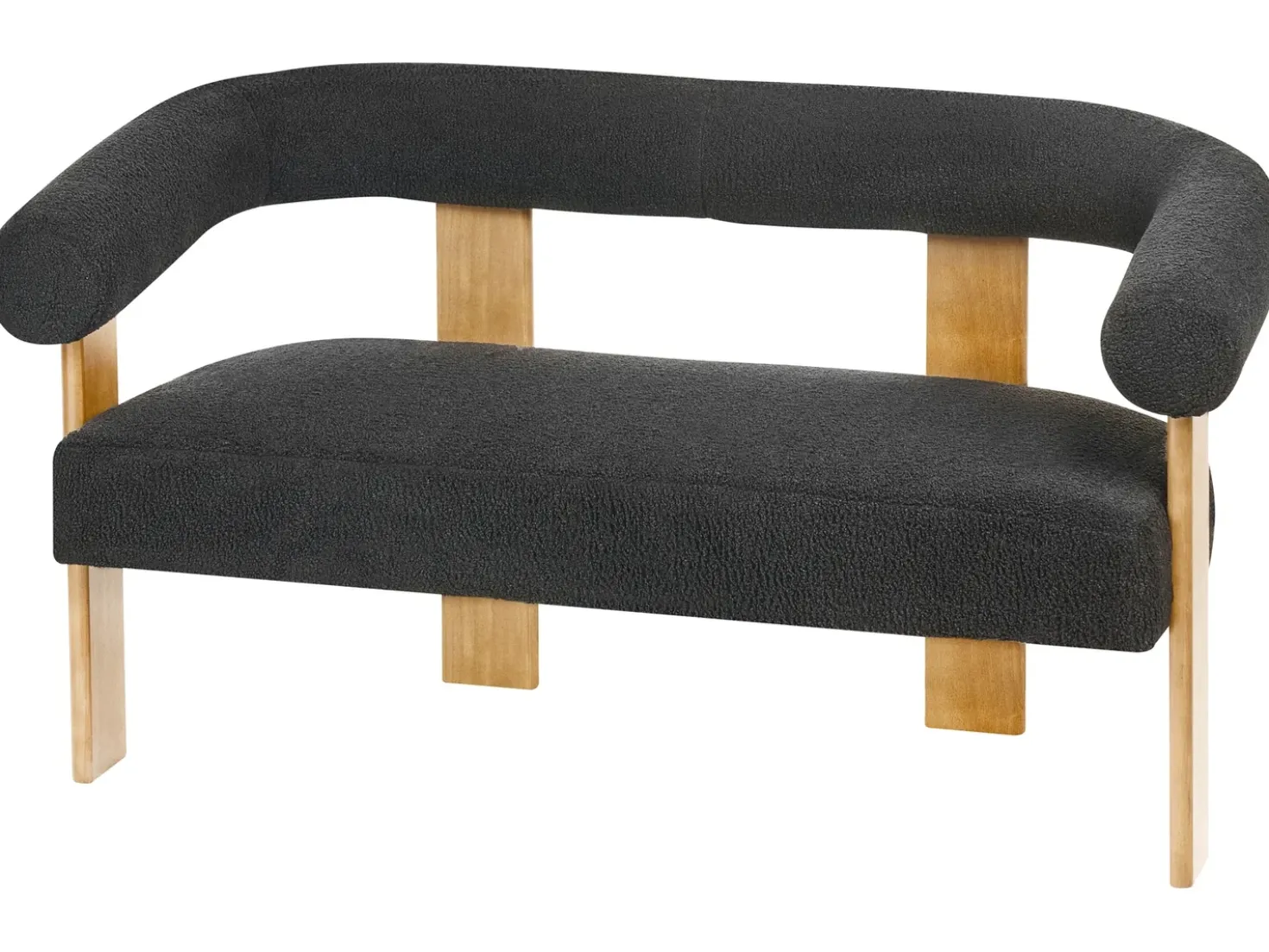 Set da salotto ILBRO Bouclé Nero/Marrone chiaro