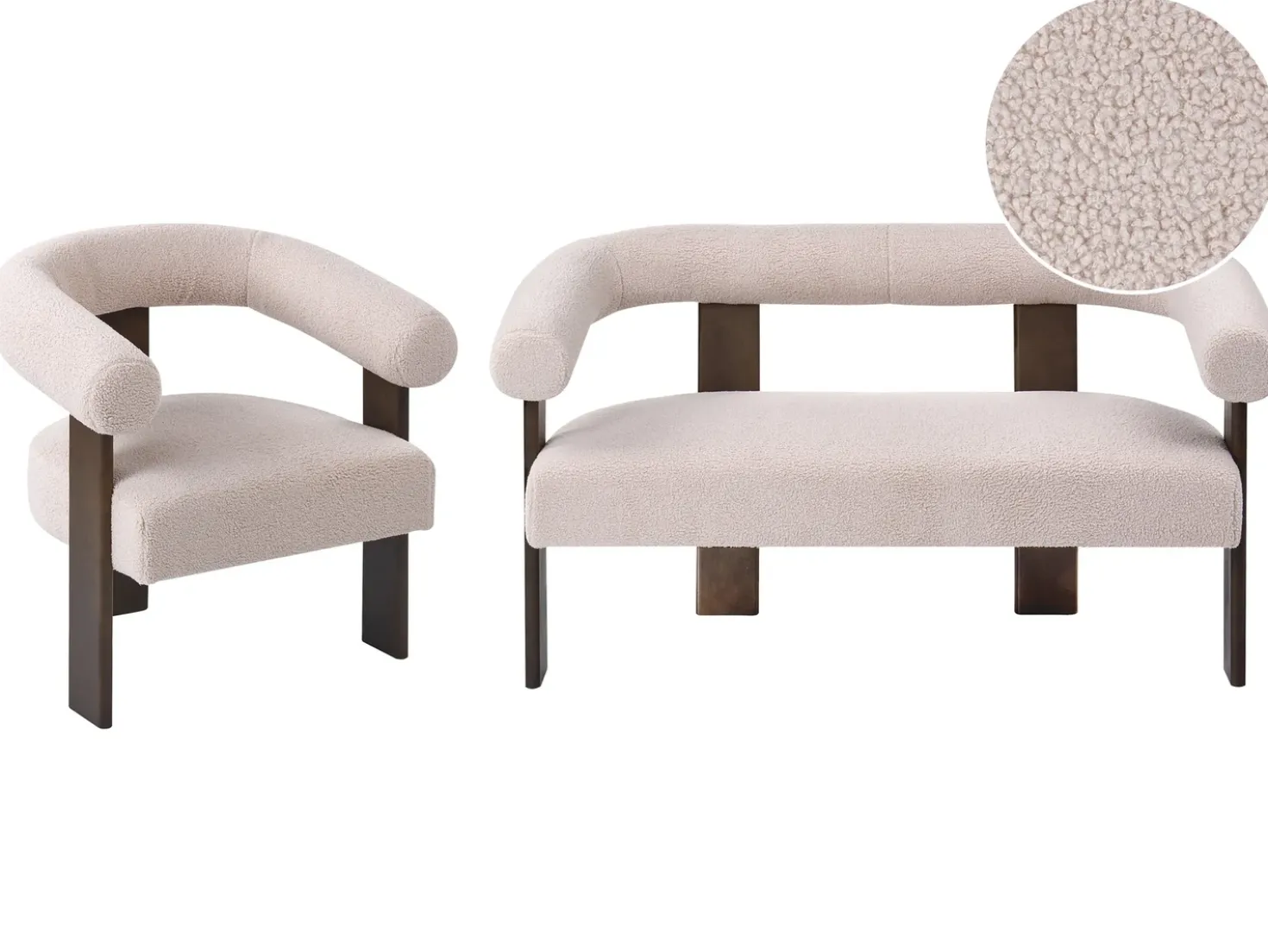 Set da salotto ILBRO Bouclé Marrone scuro/Beige