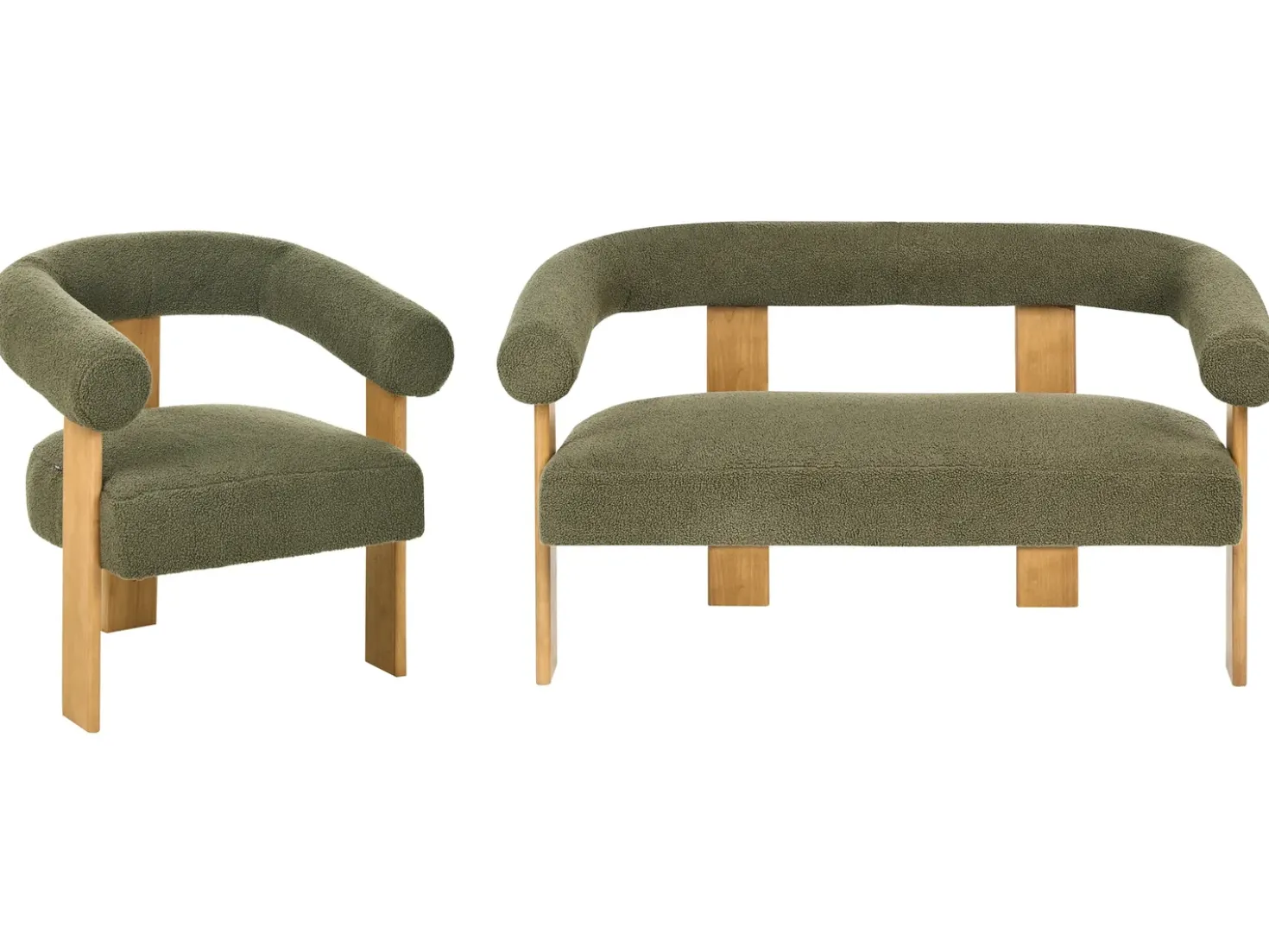 Set da salotto ILBRO Bouclé Verde/Marrone chiaro