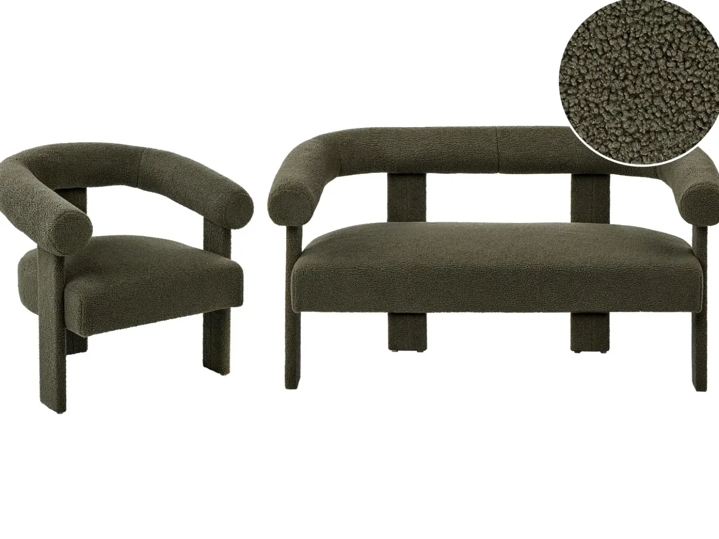 Set da salotto ILBRO Bouclé Verde scuro