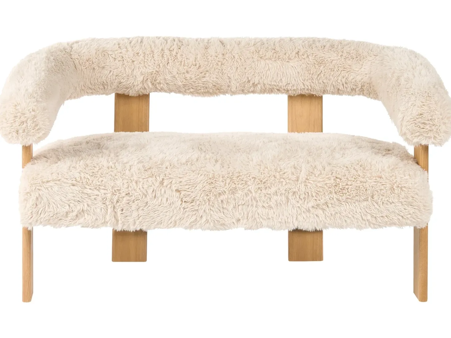 Set da salotto ILBRO Finta pelliccia Bianco sporco/Marrone chiaro
