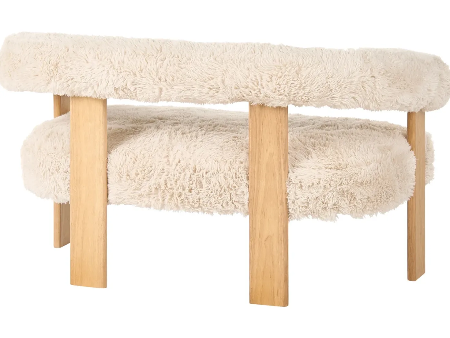 Set da salotto ILBRO Finta pelliccia Bianco sporco/Marrone chiaro