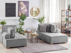 Set da salotto modulare 4 posti TIBRO Tessuto Grigio