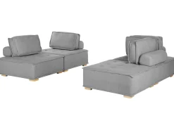 Set da salotto modulare 4 posti TIBRO Tessuto Grigio