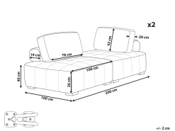 Set da salotto modulare 4 posti TIBRO Tessuto Grigio