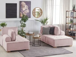 Set da salotto modulare 4 posti TIBRO Tessuto Rosa
