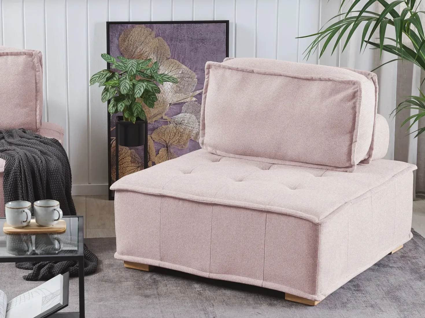 Set da salotto modulare 4 posti TIBRO Tessuto Rosa