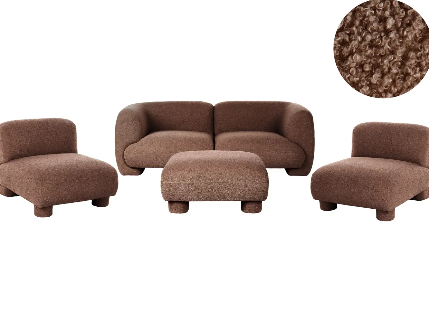 Set da salotto modulare 4 posti MJALBI Bouclé Marrone