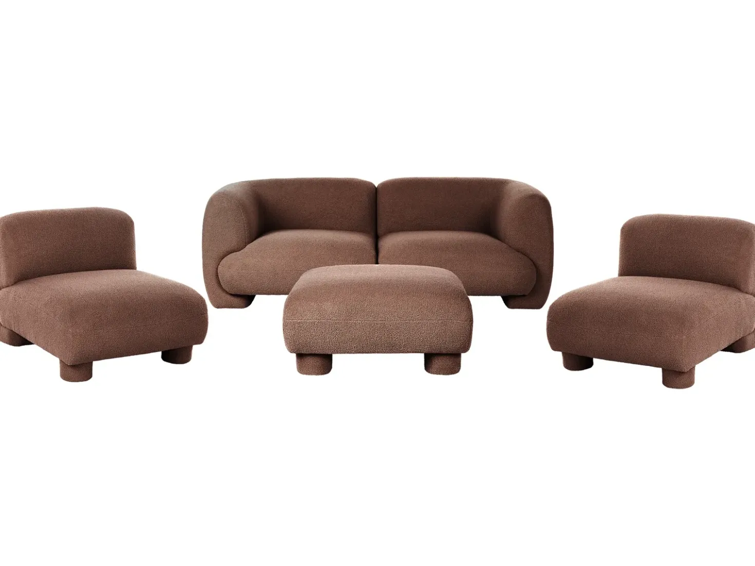 Set da salotto modulare 4 posti MJALBI Bouclé Marrone
