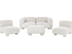 Set da salotto modulare 4 posti MJALBI Bouclé Bianco sporco con ottomana