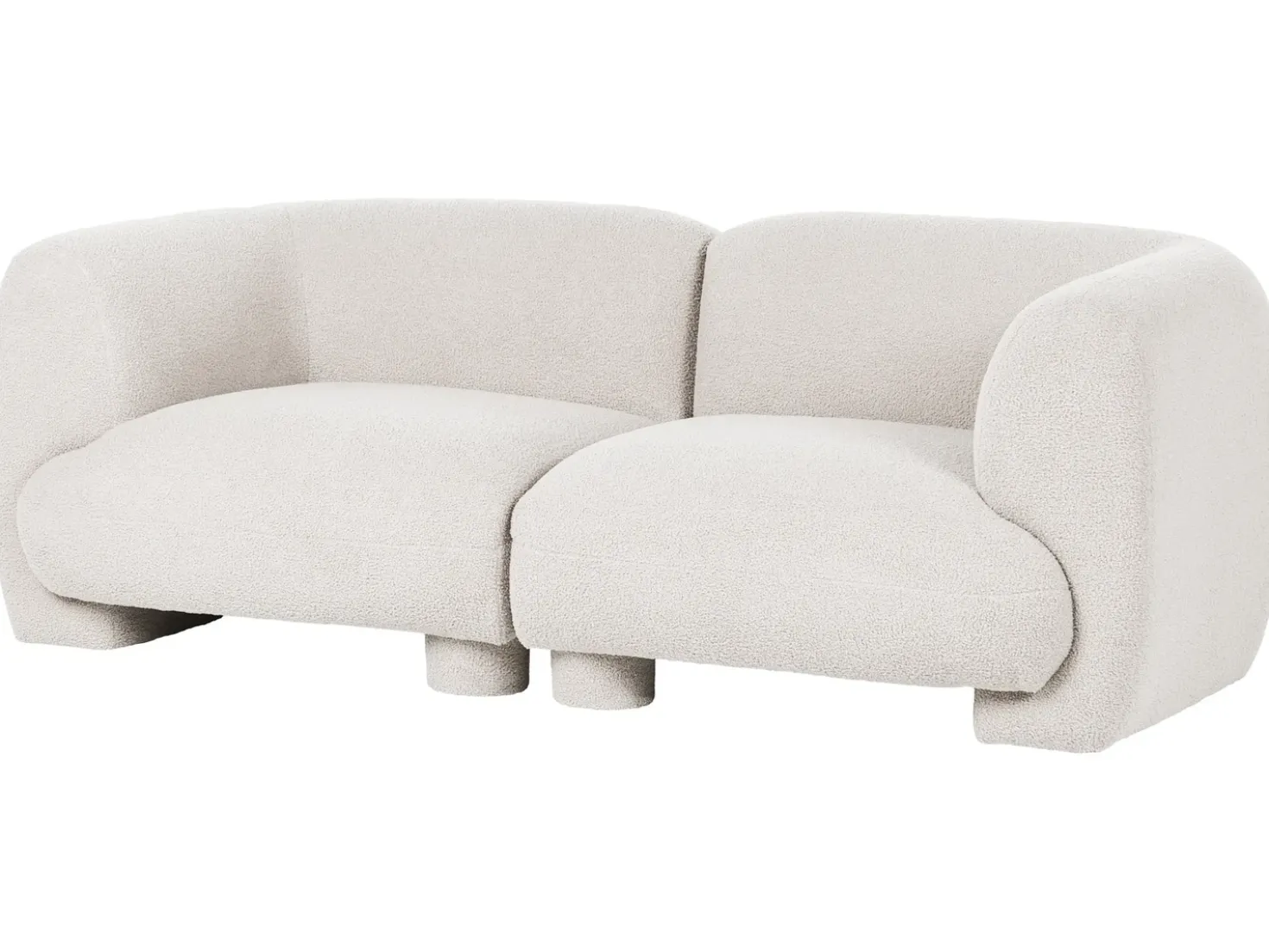 Set da salotto modulare 4 posti MJALBI Bouclé Bianco sporco con ottomana
