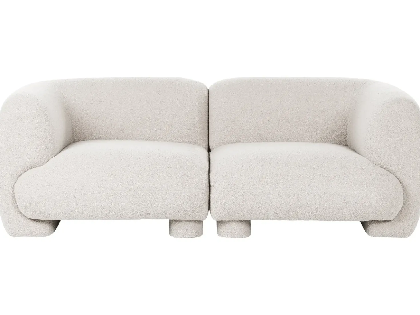 Set da salotto modulare 4 posti MJALBI Bouclé Bianco sporco con ottomana