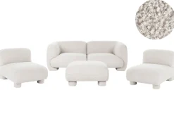 Set da salotto modulare 4 posti MJALBI Bouclé Bianco sporco con ottomana