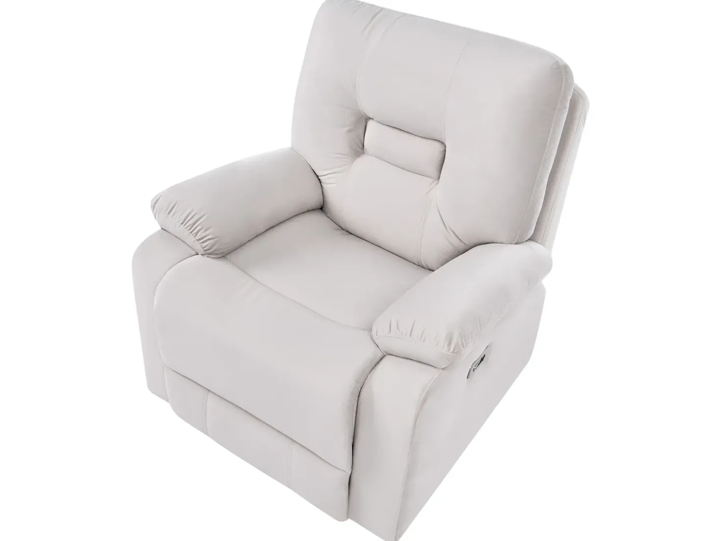 Set da salotto reclinabile elettrico 6 posti BERGEN Velluto Beige chiaro con porta USB