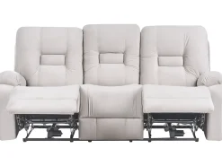 Set da salotto reclinabile elettrico 6 posti BERGEN Velluto Beige chiaro con porta USB