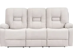 Set da salotto reclinabile elettrico 6 posti BERGEN Velluto Beige chiaro con porta USB