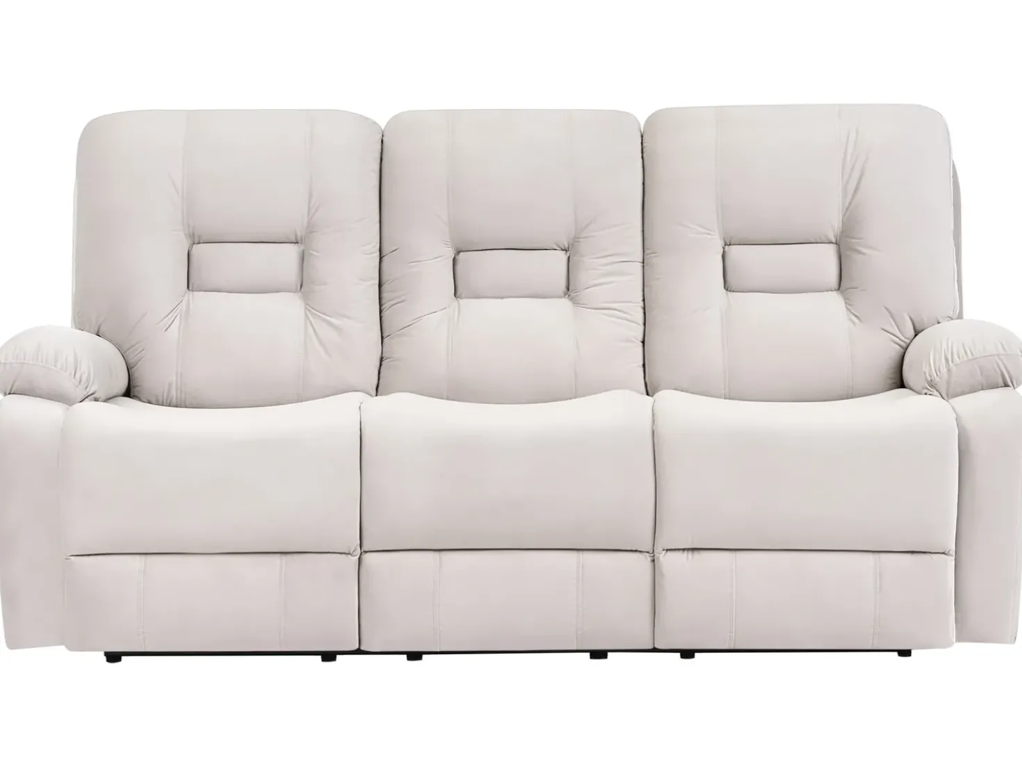 Set da salotto reclinabile elettrico 6 posti BERGEN Velluto Beige chiaro con porta USB