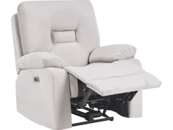 Set da salotto reclinabile elettrico 6 posti BERGEN Velluto Beige chiaro con porta USB