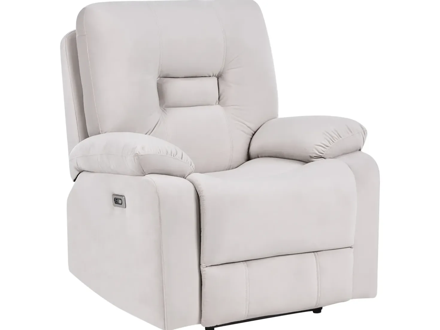 Set da salotto reclinabile elettrico 6 posti BERGEN Velluto Beige chiaro con porta USB