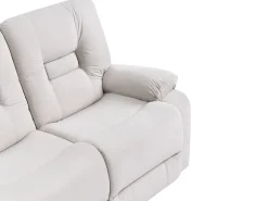 Set da salotto reclinabile elettrico 6 posti BERGEN Velluto Beige chiaro con porta USB