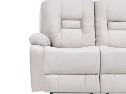 Set da salotto reclinabile elettrico 6 posti BERGEN Velluto Beige chiaro con porta USB