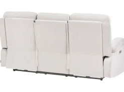 Set da salotto reclinabile elettrico 6 posti BERGEN Velluto Beige chiaro con porta USB